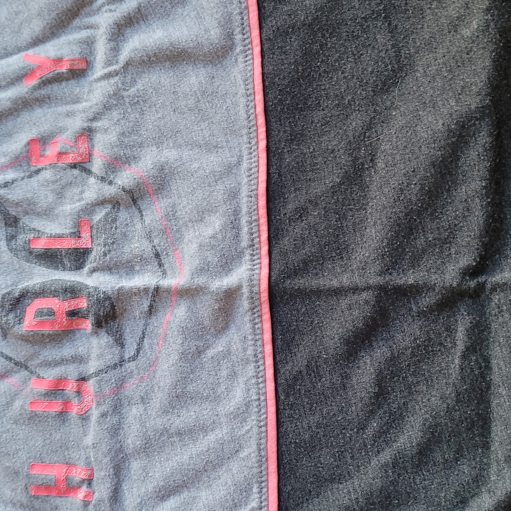 Hurley Gray and Black Towel with Pink Accents